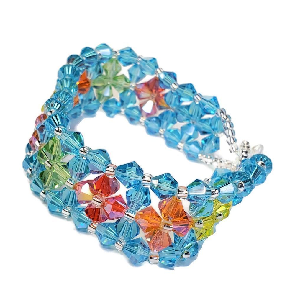 Preciosa Crystal Bicone Bracelet Blue Multi Color View 6